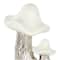 10.5" Ceramic Mushroom Sculpture with White Tops and Textured Grooves